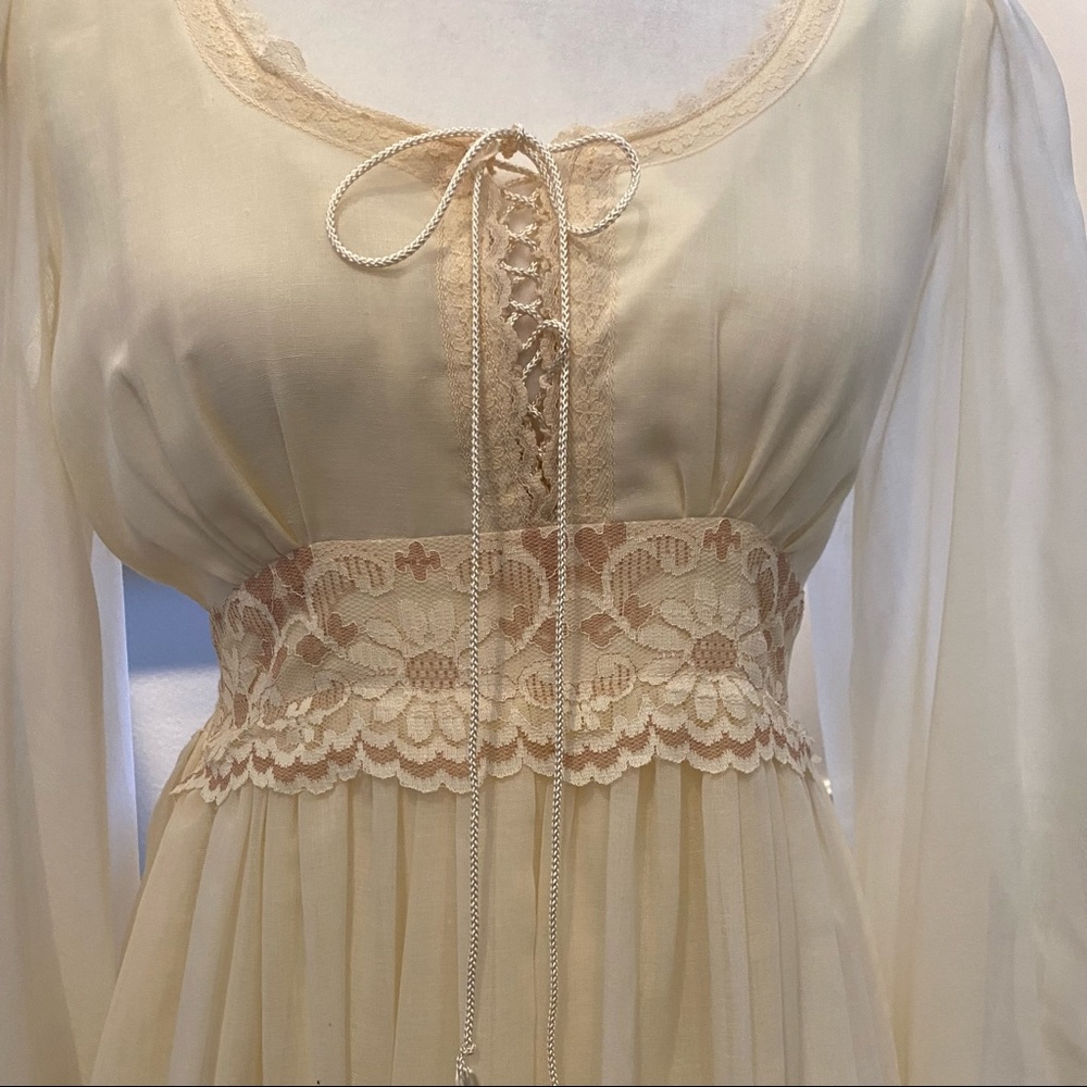 🌺SOLD🌺 Gunne Sax 70s 80s Prairie Corset Wedding Boho Maxi Gown Dress 11 - Picture 3 of 13
